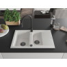Mexen Gaspar chiuvetă de granit cu 1,5 compartimente cu scurgător și baterie bucătărie Elia, alb - 6507-20-670101-70