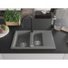 Mexen Gaspar chiuvetă de granit cu 1,5 compartimente cu scurgător și baterie de bucătărie Elia, gri - 6507-71-670101-70