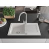 Mexen Pablo chiuvetă de bucătărie din granit cu 1 compartiment, cu scurgător și baterie Elia, alb - 6510-20-670101-00