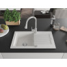 Mexen Pablo chiuvetă de granit 1 compartiment cu scurgător și baterie de bucătărie Elia, alb - 6510-20-670101-00