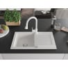 Mexen Pablo chiuvetă de granit cu 1 cameră și picurător și baterie de bucătărie Elia, alb - 6510-20-670101-20