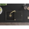 Mexen Pablo chiuvetă din granit cu 1 cuvă cu scurgător și baterie bucătărie Elia, negru/auriu metalic - 6510-75-670101-50