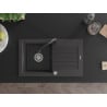 Mexen Pablo chiuvetă de bucătărie din granit cu o cuvă și scurgător și baterie de bucătărie Elia, negru cu stropi - 6510-76-670?