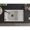 Mexen Elias chiuvetă de granit cu 1 compartiment cu picurător și baterie de bucătărie Elia, alb - 6511-20-670101-70