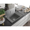 Mexen Elias chiuvetă de granit cu 1 compartiment cu scurgător și baterie de bucătărie Elia, gri - 6511-71-670101-00