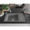 Mexen Elias chiuvetă de granit cu un compartiment, cu picurător și baterie de bucătărie Elia, gri - 6511-71-670101-00