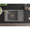 Mexen Elias chiuvetă de granit cu un compartiment, cu picurător și baterie de bucătărie Elia, gri - 6511-71-670101-50