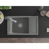 Mexen Elias chiuvetă de granit cu un compartiment, cu picurător și baterie de bucătărie Elia, gri - 6511-71-670101-71