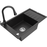 Mexen Elias chiuvetă de granit cu 1 compartiment, cu scurgător și baterie de bucătărie Elia, negru/argintiu metalizat
