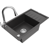 Mexen Elias chiuvetă de granit cu 1 compartiment, cu scurgător și baterie de bucătărie Elia, negru cu pete
