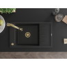 Mexen Elias chiuvetă de granit cu o singură cuvă, cu scurgător și baterie de bucătărie Elia, negru - 6511-77-670101-50