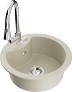 Mexen Diego chiuvetă de bucătărie din granit cu 1 cuvă și baterie de bucătărie Elia, bej - 6512-69-670101-00