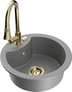 Mexen Diego gránit mosogató 1-medencés Elia konyhai csapteleppel, szürke - 6512-71-670101-50