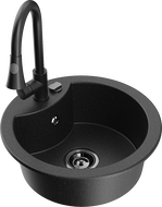 Mexen Diego chiuvetă de granit cu 1 compartiment cu baterie de bucătărie Elia, negru/argintiu metalizat - 6512-73-670101-70-B