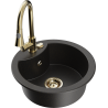 Mexen Diego chiuvetă de granit cu 1 cuvă cu baterie de bucătărie Elia, negru/auriu metalizat - 6512-75-670101-50