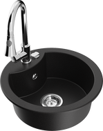 Mexen Diego egymedencés gránitmosogató Elia konyhai csapteleppel, fekete - 6512-77-670101-00