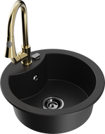 Mexen Diego chiuvetă de granit cu 1 cameră cu baterie de bucătărie Elia, negru - 6512-77-670101-50-B