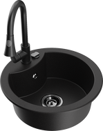 Mexen Diego 1-medencés gránit mosogató Elia konyhai csapteleppel, fekete - 6512-77-670101-70-B