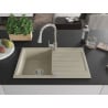 Mexen Bruno chiuvetă de granit cu un compartiment, cu picurător și baterie de bucătărie Elia, Bej - 6513-69-670101-00