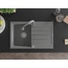 Mexen Bruno chiuvetă din granit cu 1 compartiment cu scurgător și baterie bucătărie Elia, gri - 6513-71-670101-71