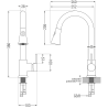 Mexen Bruno chiuvetă granit 1-cameră cu uscător și baterie de bucătărie Elia, negru/auriu metalic - 6513-75-670101-50-B