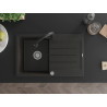 Mexen Bruno chiuvetă granit 1-cameră cu scurgător și baterie de bucătărie Elia, negru/auriu metalic - 6513-75-670101-70
