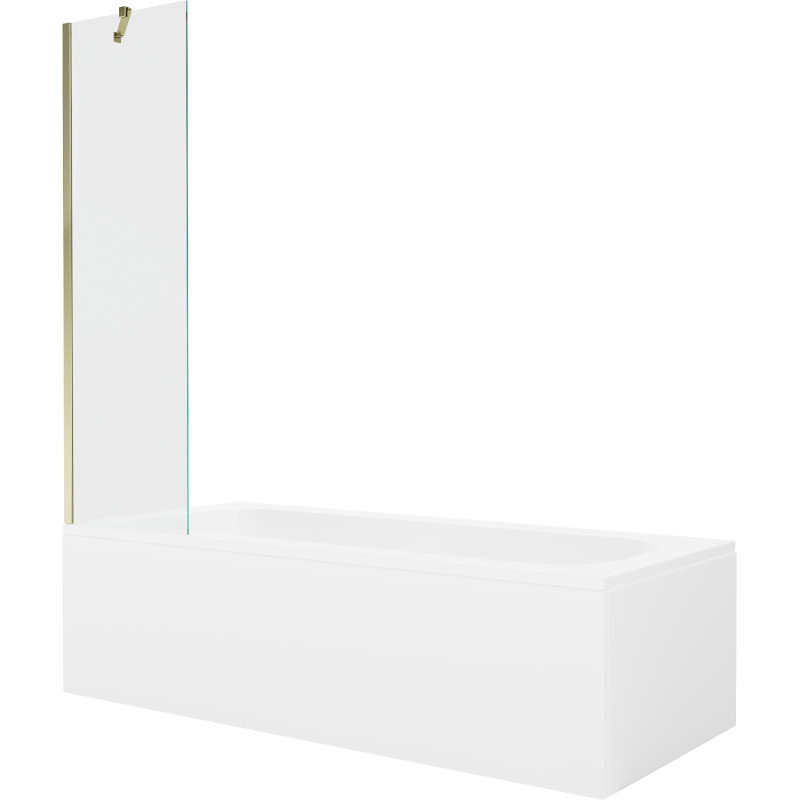 Mexen Vega cadă dreptunghiulară 150 x 70 cm cu înveliș și paravan cu 1 canat 50 cm, transparent, auriu
