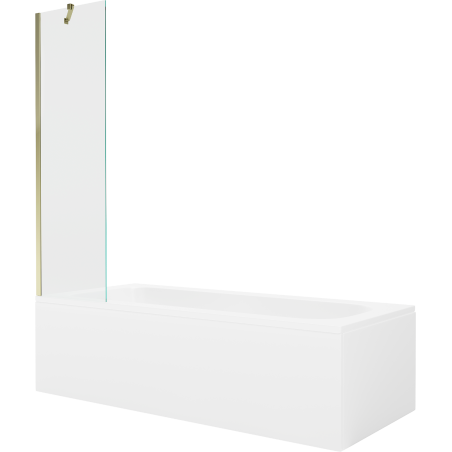 Mexen Vega cadă dreptunghiulară 150 x 70 cm cu mascare și paravan cu un panou 50 cm, transparent, auriu