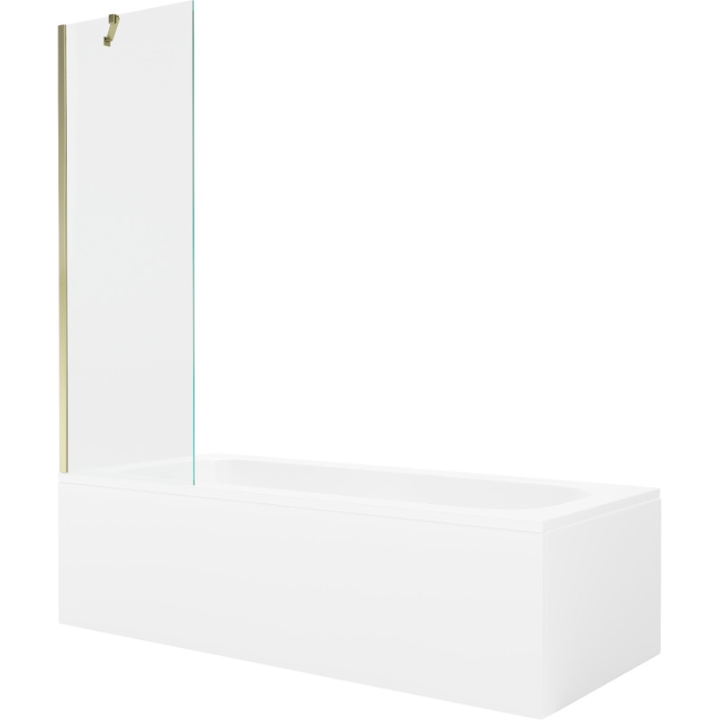 Mexen Vega téglalap alakú kád 180 x 80 cm burkolattal és egyszárnyú paravánnal 60 cm, átlátszó, arany