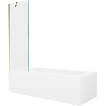 Mexen Vega téglalap alakú kád 160 x 70 cm burkolattal és 1 szárnyú paravánnal 60 cm, átlátszó, arany
