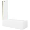 Mexen Vega cadă dreptunghiulară de 160 x 70 cm cu panouri si paravan cu 1 aripă 60 cm, transparent, auriu - 550116070X9506000050