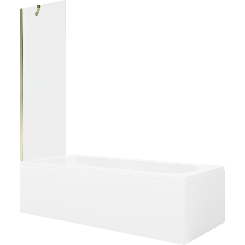 Cadă dreptunghiulară Mexen Vega 150 x 70 cm cu carcasă și paravan cu 1 panou 60 cm, transparent, auriu - 550115070X9506000050
