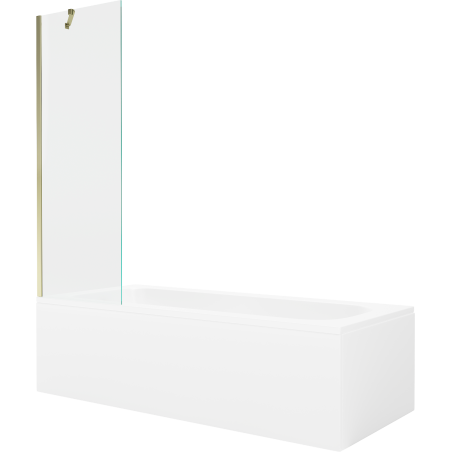 Mexen Vega cadă dreptunghiulară de 150 x 70 cm cu panouri si paravan cu 1 aripă 60 cm, transparent, auriu - 550115070X9506000050