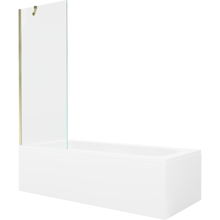 Mexen Vega cadă dreptunghiulară de 150 x 70 cm cu panouri si paravan cu 1 aripă 70 cm, transparent, auriu - 550115070X9507000050