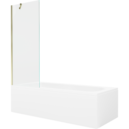 Mexen Vega téglalap alakú kád 150 x 70 cm burkolattal és 1-szárnyú paravánnal 70 cm, átlátszó, arany