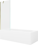 Mexen Vega cadă dreptunghiulară 150 x 70 cm cu mască și paravan cu 1 panou de 70 cm, transparent, auriu