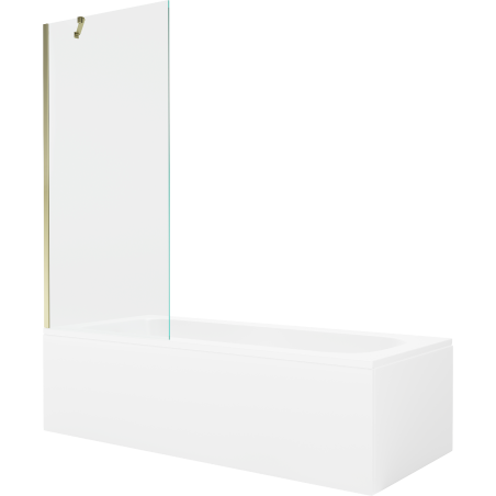 Cadă dreptunghiulară Mexen Vega 150 x 70 cm cu mască și paravan cu 1 aripă 80 cm, transparent, auriu - 550115070X9508000050