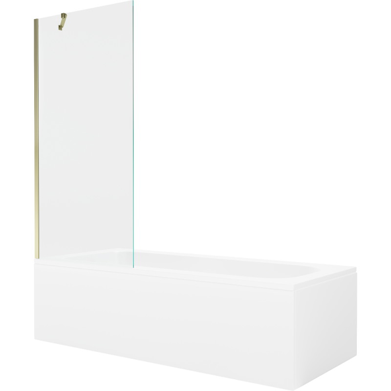 Mexen Vega téglalap alakú kád 180 x 80 cm burkolattal és egyajtós paravánnal 80 cm, átlátszó, arany