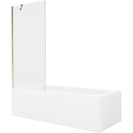 Mexen Vega téglalap alakú kád 180 x 80 cm burkolattal és 1 szárnyas paravánnal 80 cm, átlátszó, arany