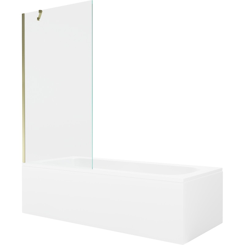 Mexen Vega cadă dreptunghiulară 170 x 70 cm cu carcasă și paravan cu 1 canat 90 cm, transparent, auriu