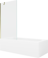 Mexen Vega cadă dreptunghiulară 170 x 70 cm cu panou și paravan cu 1 ușă de 90 cm, transparentă, aurie