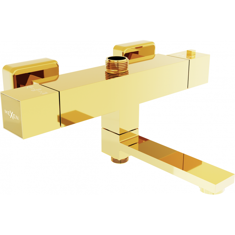 Mexen Cube baterie de baie-duș termostatică, aurie - 77910-50