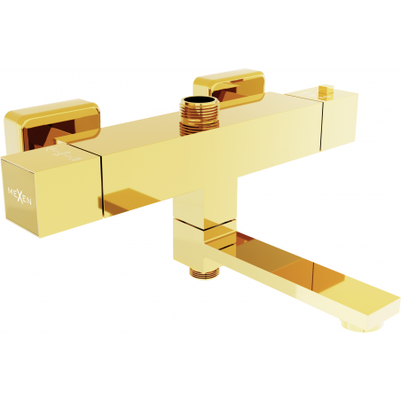 Baterie de baie și duș Mexen Cube cu termostat, aurie - 77910-50