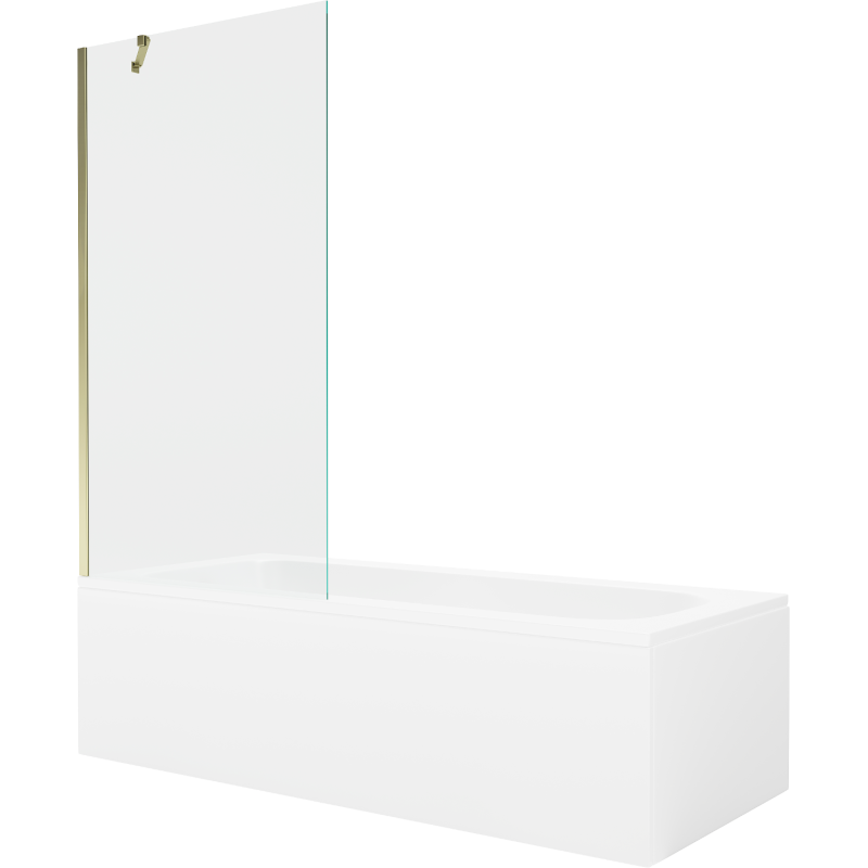Mexen Vega cadă dreptunghiulară de 180 x 80 cm cu panouri si paravan cu 1 aripă 90 cm, transparent, auriu - 550118080X9509000050