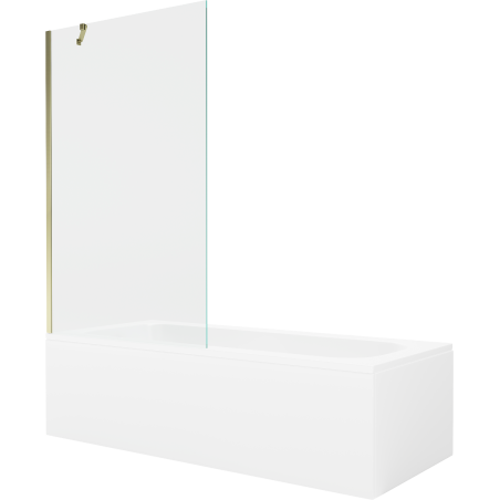 Mexen Vega cadă dreptunghiulară 150 x 70 cm cu mască și paravan cu 1 panou de 100 cm, transparent, auriu - 550115070X9510000050