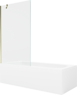 Cadă dreptunghiulară Mexen Vega 160 x 70 cm cu carcasă și paravan cu 1 canat 100 cm, transparent, auriu - 550116070X9510000050