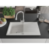 Mexen Cesar Chiuvetă de granit cu 1 compartiment cu picurător și baterie de bucătărie Elia, albă - 6514-20-670101-00