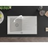 Mexen Cesar chiuvetă granit 1 cameră cu scurgător și baterie de bucătărie Elia, alb - 6514-20-670101-20