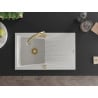 Mexen Cesar chiuvetă de granit cu o cuvă și scurgător și baterie de bucătărie Elia, alb - 6514-20-670101-50