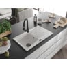 Mexen Cesar chiuvetă de granit cu 1 compartiment, cu scurgător și baterie de bucătărie Elia, alb - 6514-20-670101-70